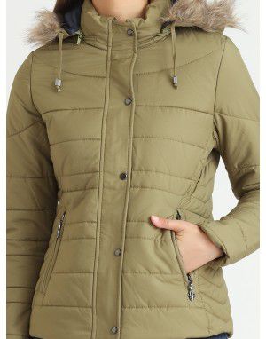 WOMEN QUILTED PUFFER JACKET  POLYSTER 